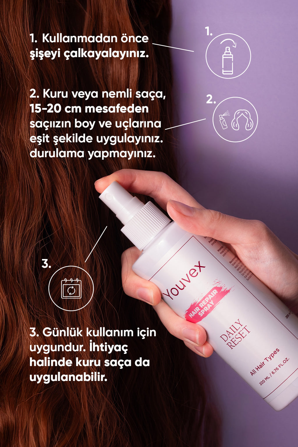 Youvex Daily Reset Grape Exosome İçeren Saç Bakım Spreyi